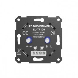 DIMMER INBOUW DUO 5-100W VOOR LED LAMPEN