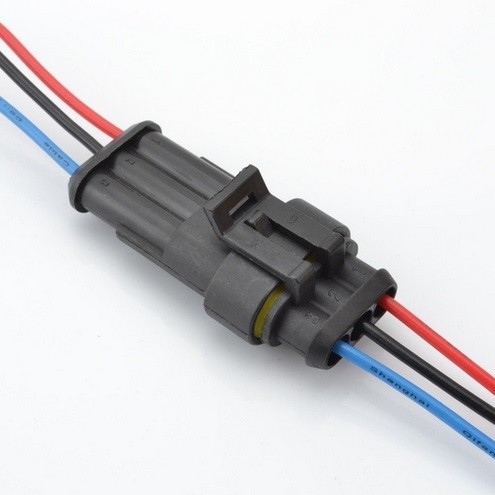 3P FEMALE + MALE MET 5CM DRAAD IP67 14A/1500V - AMP superseal stekkers - Connectoren - Automotive | Eijlander Electronics