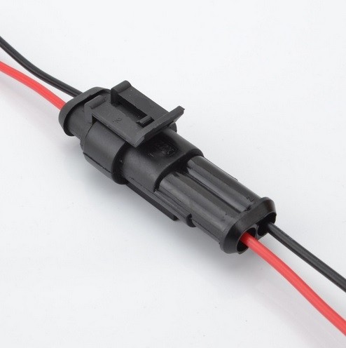 STEKKER 2P FEMALE + MALE MET 5CM DRAAD IP67 14A/1500V - AMP superseal 1.5 stekkers - Connectoren Automotive | Electronics