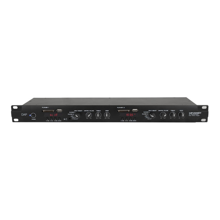 1U DUAL MEDIA PLAYER WITH FM RADIO, USB/SD CARD PLAYER, BLUETOOTH 4.2, AND PAGING MIC INTERFACE