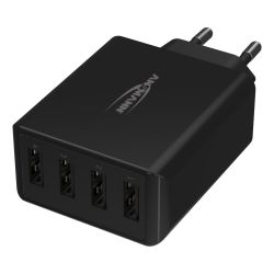 30W USB-A SNELLADER 4 POORTS ZWART