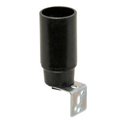 FITTING E14 ZWART MET HAAKSE BEVESTINGINGSBEUGEL 250V/2A