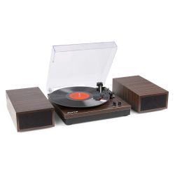RECORD PLAYER SET DARK WOOD