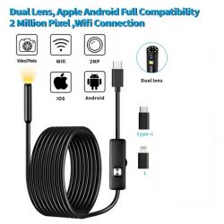 ENDOSCOPE USB-C 2MP DUAL LENS 8MM STUGGE KABEL 1M IP68