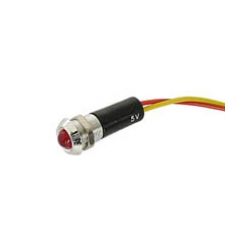 LED 5MM ROOD KNIPPER 12VDC CHROOM BEHUIZING