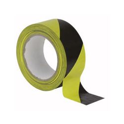 VLOER MARKEER TAPE ZWART/GEEL 50MM X 33M