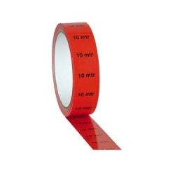 MARKEER TAPE ROOD 25MM X 33M MET OPDRUK 10M