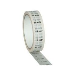 MARKEER TAPE WIT 25MM X 33M MET OPDRUK 15M