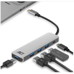 USB-C HUB MET 4X USB-A, USB-C PD PASS-THROUGH 60W