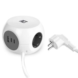 STEKKERDOOS KUBUS MET 3 TYPE F STOPCONTACTEN, 30W POWER DELIVERY USB-C/A POORTEN, KABELLENGTE 1,5M