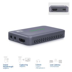 USB-C VIDEO CAPTURE CARD, HDMI 4K@60HZ PASSTHROUGH, 4K@30HZCAPTURE
