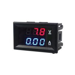 PANEELMETER LED ROOD/BLAUW 0-10A EN 0-100VDC