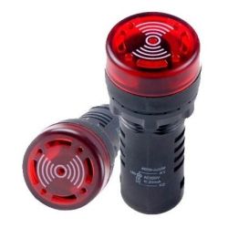 PIEZO ZOEMER 22MM + LED 230VAC ROOD