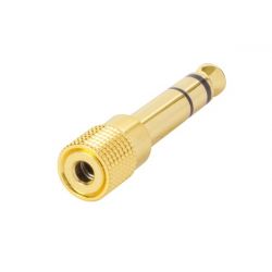 VERLOOP 6.3MM MALE STEREO-3.5MM FEMALE STEREO METAAL VERGULD