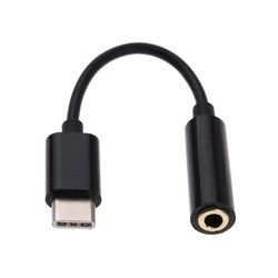 3.5MM JACK STEREO FEMALE - USB-C 0,15M ZWART(WERKT ALLEEN MET TELEFOONS ZONDER AUDIO AANSLUITING)