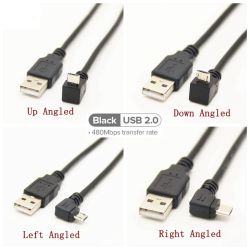 USB 2.0 MICRO-B MALE HAAKS DOWN - USB-A 0.2M