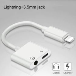 3.5MM JACK STEREO FEMALE - APPLE LIGHTNING 0,15M MET LAADPLUG