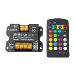 3 KANAALS LED CONTROLLER RGB 12VDC 3 X 10A MET IR AFSTANDBEDENING MET 28 KNOPPEN