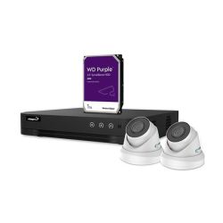 BEWAKINGS SYSTEEM POE RECORDER 2 X 2.0MP CAMERA'S 1 X HD 1TBVOEDING EN KABELS WIT