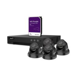 BEWAKINGS SYSTEEM POE RECORDER 4 X 2.0MP CAMERA'S 1 X HD 2TBVOEDING EN KABELS ZWART