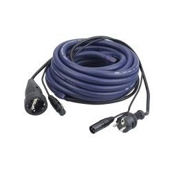 POWER/SIGNAAL KABEL 6M SCHUKO MALE - SCHUKO FEMALE EN XLR MALE-FEMALE