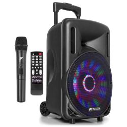 PORTABLE SOUND SYSTEM MET ACCU 10'' 450W BT,  USB, MICRO-SD/MMC MP3-SPELER, DRAADLOZE MICROFOON