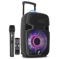 PORTABLE SOUND SYSTEM MET ACCU 10'' 700W BT,  USB, MICRO-SD/MMC MP3-SPELER, MICROFOON MET DRAAD EN LICHTSHOW