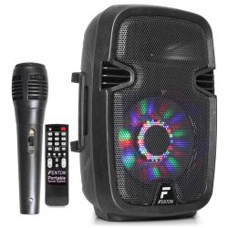 PORTABLE SOUND SYSTEM MET ACCU 8'' 300W BT,  USB, MICRO-SD/MMC MP3-SPELER, MICROFOON MET DRAAD