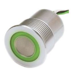 PIEZO MOMENT SCHAKELAAR 48V/0.1A 1W MAX. ALUMINIUM M27 IP69KMET ROOD/GROEN LEDVERLICHTE RING.