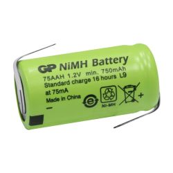 NIMH 1.2V 750MA 2/3AA 14.5X28.3 SOLDEERLIPPEN