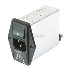 NETFILTER RFI IEC 1A 230V SCHAKELAAR EN ZEKERING FASTON 6.3MM