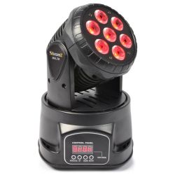 MINI MOVING HEAD WASH 7X 10W DMX 12-KANAALS QUAD LED ZWART