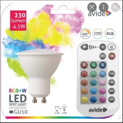 LEDLAMP 4.5W RGB EN WARMWIT (2700K) 230V GU10 MET AFSTANDBEDIENING