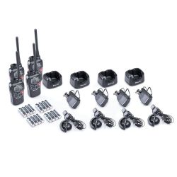 PORTOFOON QUAD SET 446MHZ 0.5W 8KAN MET HEADSETS ACCU'S EN LADERS GELEVERD IN KOFFER