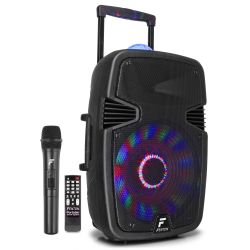 PORTABLE SOUND SYSTEM MET ACCU 15'' 800W BT,  USB, MICRO-SD/MMC MP3-SPELER, MICROFOON MET DRAAD EN LICHTSHOW