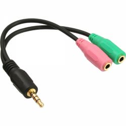 3.5MM JACK QUAD MALE- 2 X 3.5MM JACK FEMALE 0,2M ZWART CTIA