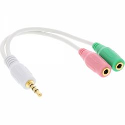 3.5MM JACK QUAD MALE- 2 X 3.5MM JACK FEMALE 0,2M WIT CTIA