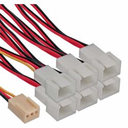 VENTILATOR ADAPTERKABEL 1 X 3P MOLEX FEMALE NAAR 6 X 3P MOLEX MALE