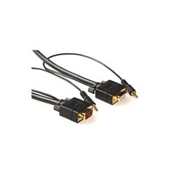 VGA KABEL 2.0M MALE-FEMALE ULTRA HIGH QUALITY MET RF-BLOCK AFGESCHERMDE KAP MET AUDIO 2 X 3,5MM STEREO JACK PLUG