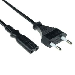 NETSNOER 3.0M EURO STEKKER - C7 2 POLIG FEMALE ZWART 2X0.75MM (MODEL 8)