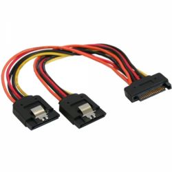 VERLOOP VOEDING SATA FEMALE - 2 X SATA MALE MET CLIP 0,15M