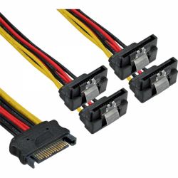 VERLOOP VOEDING SATA FEMALE - 4 X SATA MALE MET CLIP 0,15M