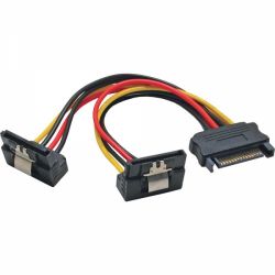 VERLOOP VOEDING SATA FEMALE - 2 X SATA MALE HAAKS MET CLIP 0,15M