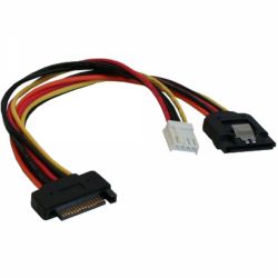 VERLOOP VOEDING 1 X SATA FEMALE - 1 X SATA MALE + 3,5'' FEMALE 0,15CM