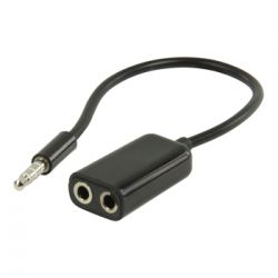 3.5MM STEREO JACK MALE-2 X 3.5MM JACK FEMALE STEREO 0.20M ZWART