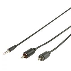 3.5MM STEREO JACK MALE-2 X TULP MALE 1M ZWART