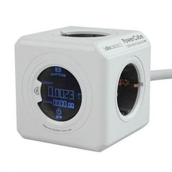 POWERCUBE EXTENDED, STEKKERDOOS MET ENERGIECONSUMPTIE MONITOR, 4 SOCKETS, 1.5M, WIT/GRIJS