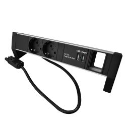 PROLINK DESKTOP PDU 2X TYPE F WITH 2X USB CHARGER AND 1X EMPTY MODULE