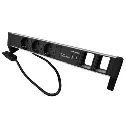 PROLINK DESKTOP PDU 3X TYPE F WITH 2X USB CHARGER AND 2X EMPTY MODULE