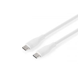 USB-C KABEL 2.0 MALE / MALE 480MBPS 60W 1.5M WIT SILICONE